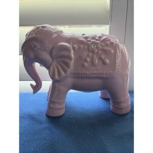 Elephant Coin Bank Baby Pink Rhinestones 9"